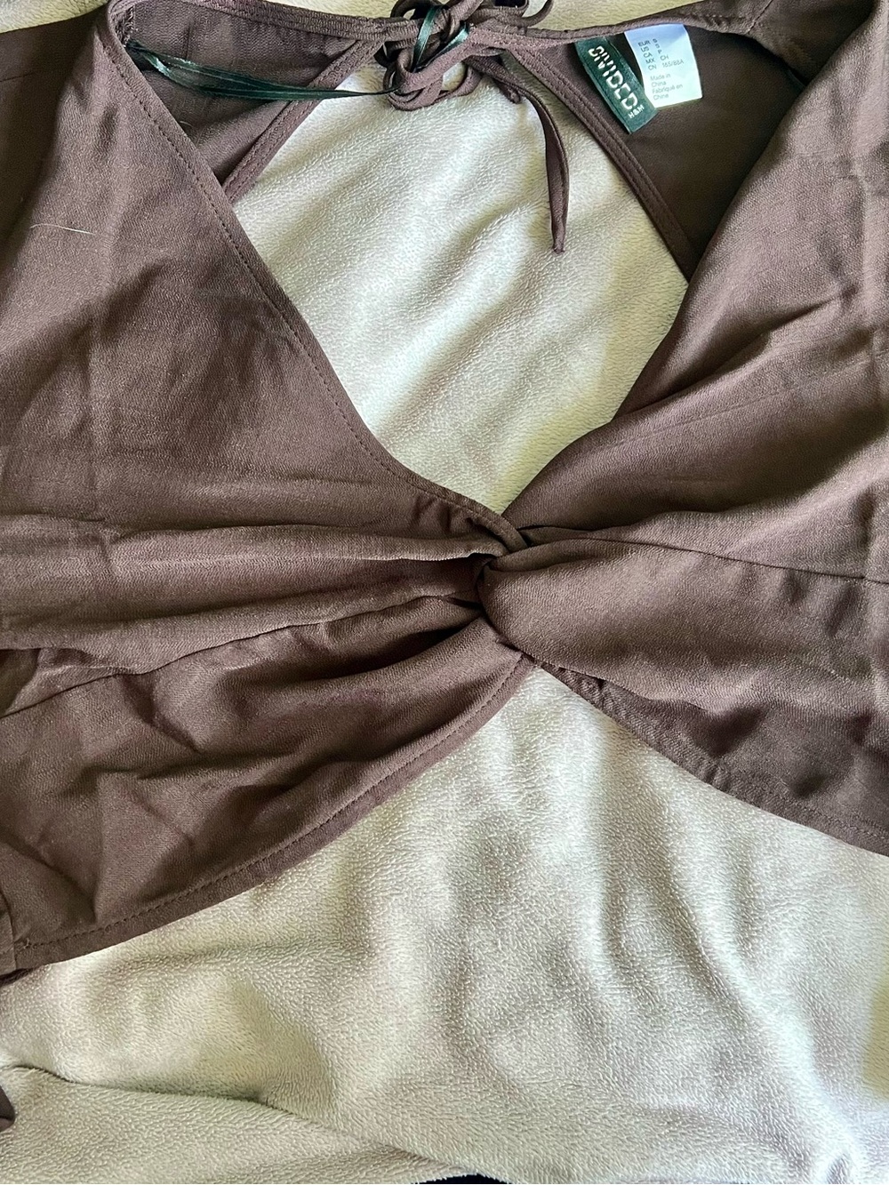 H&M Brown Twist-Front Crop Top